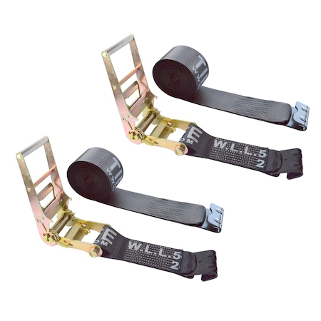 Tie 4 Safe Heavy Duty 4" x 30' Ratchet Tie Down Strap Flat Hook for Farm Trailer Truck Black, 2PK RT21R-1530-M12N-BLK-2